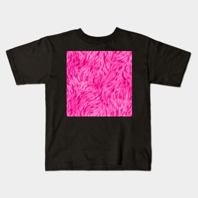 Bright Neon Pink Fur Design Kids T-Shirt by CraftyCatz